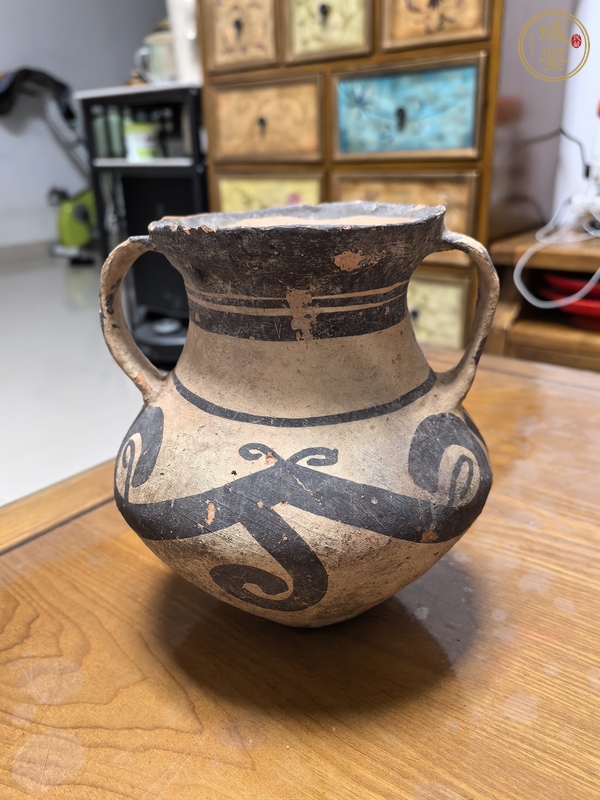 古玩彩繪雙系陶罐真品鑒賞圖