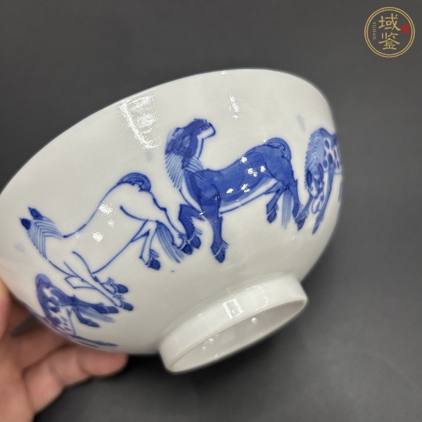 古玩陶瓷青花馬紋蓋碗真品鑒賞圖