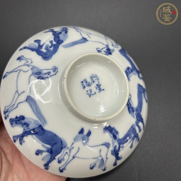 古玩陶瓷青花馬紋蓋碗真品鑒賞圖