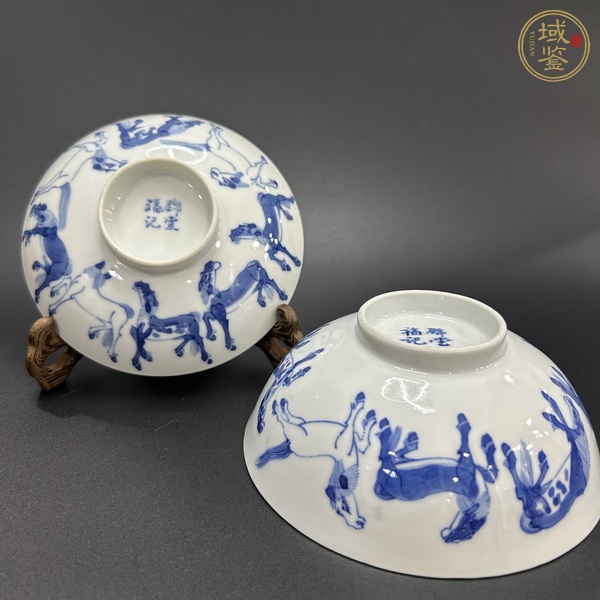 古玩陶瓷青花馬紋蓋碗真品鑒賞圖
