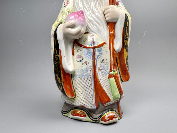 古玩陶瓷解放初期·粉彩福祿壽三星造像一組拍賣,當前價格564元