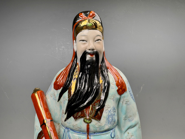 古玩陶瓷解放初期·粉彩福祿壽三星造像一組拍賣,當前價格564元