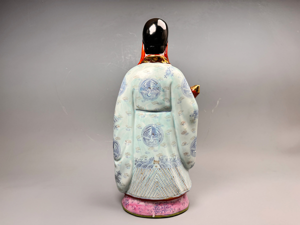古玩陶瓷解放初期·粉彩福祿壽三星造像一組拍賣,當前價格564元