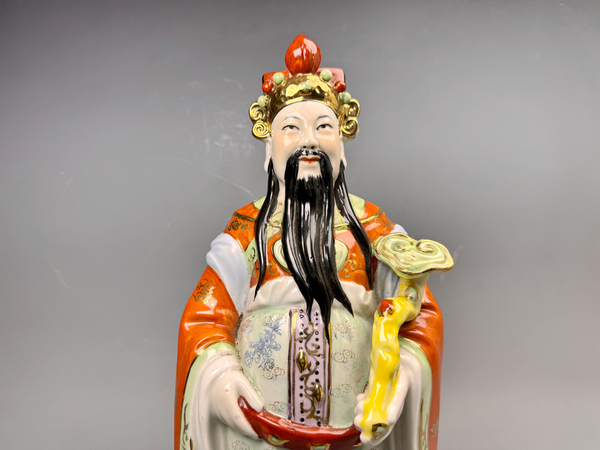 古玩陶瓷解放初期·粉彩福祿壽三星造像一組拍賣,當前價格564元
