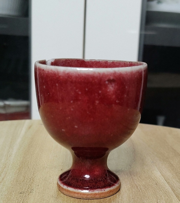古玩轉賣晚清郎紅釉高足杯拍賣，當前價格5500元