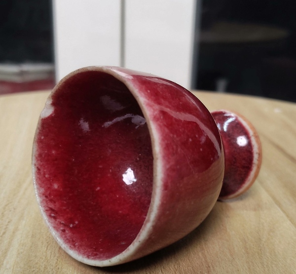 古玩陶瓷晚清郎紅釉高足杯拍賣，當前價格3800元