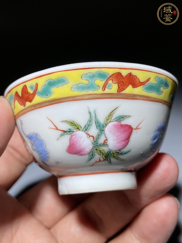 古玩陶瓷福壽紋粉彩杯真品鑒賞圖