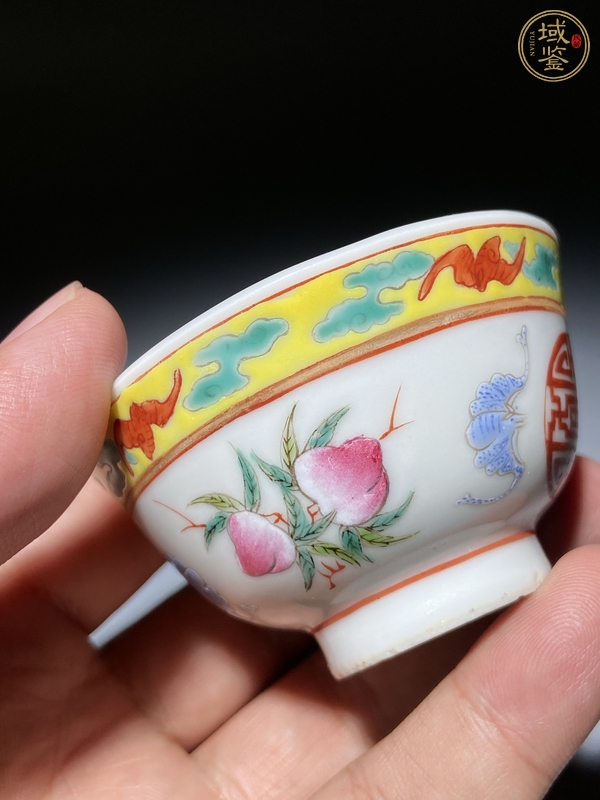 古玩陶瓷福壽紋粉彩杯真品鑒賞圖