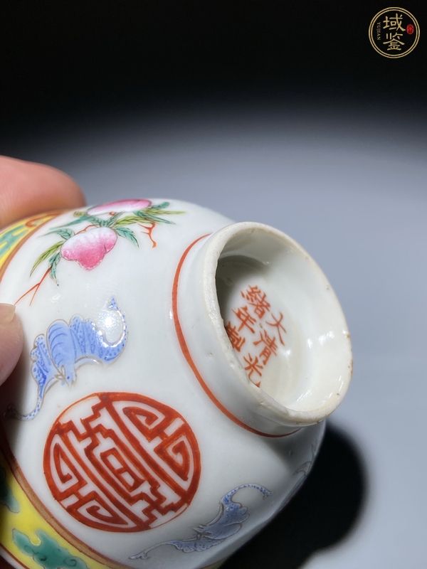 古玩陶瓷福壽紋粉彩杯真品鑒賞圖