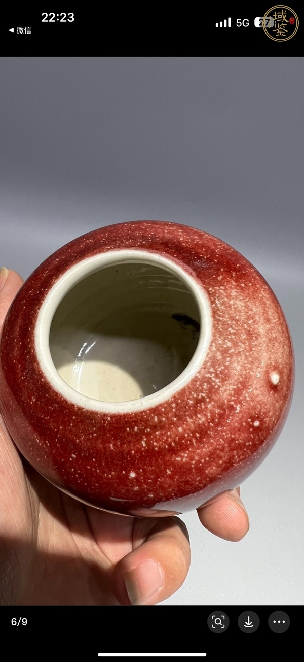 古玩陶瓷紅釉水盂真品鑒賞圖