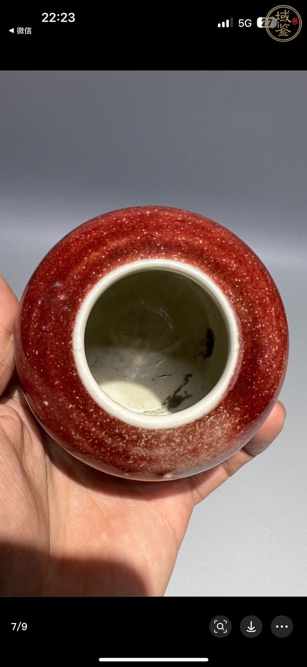 古玩陶瓷紅釉水盂真品鑒賞圖