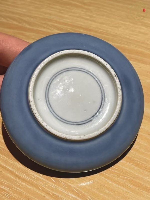 古玩陶瓷晚清天藍釉鏜鑼洗真品鑒賞圖
