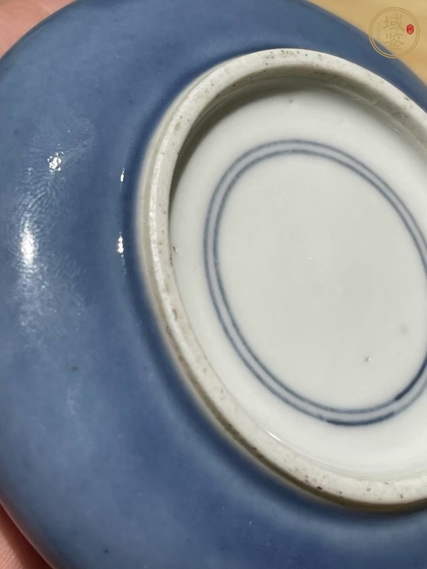 古玩陶瓷晚清天藍釉鏜鑼洗真品鑒賞圖