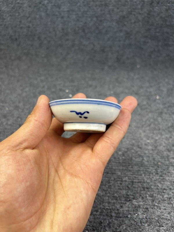 古玩陶瓷青花西番蓮煙碟拍賣，當前價格128元