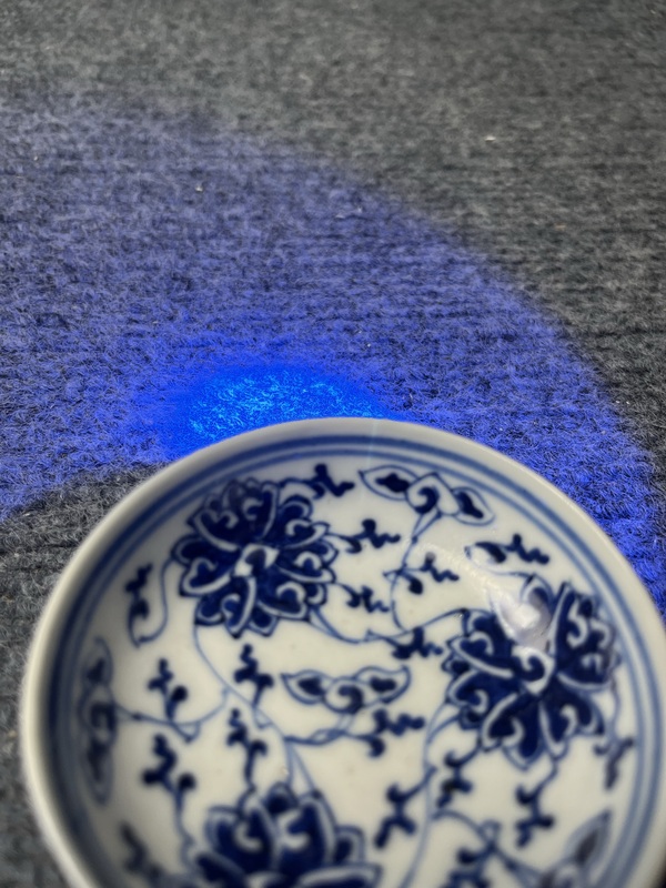 古玩陶瓷青花西番蓮煙碟拍賣，當前價格128元