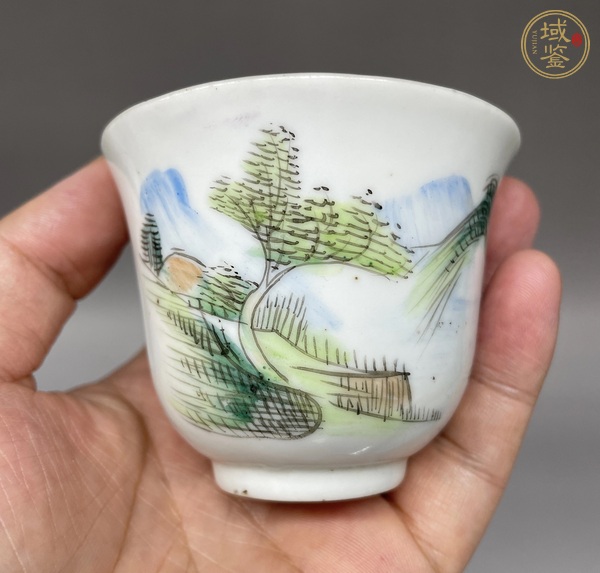古玩陶瓷山水紋杯真品鑒賞圖