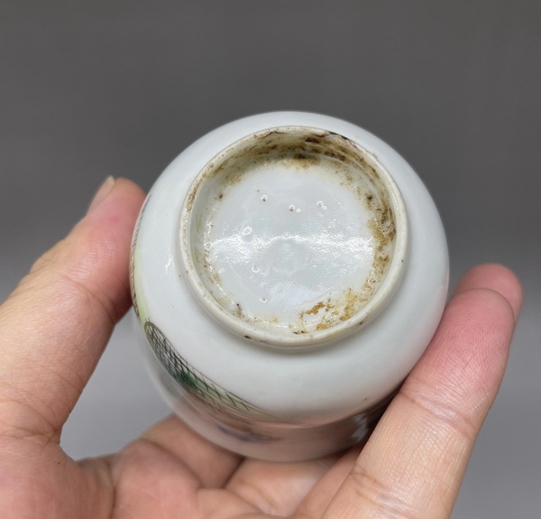 古玩陶瓷民國山水紋鈴鐺杯拍賣，當前價格288元