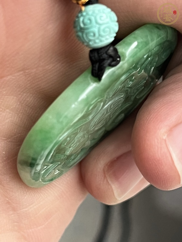 古玩玉器翡翠雕“雙龍團壽”背云真品鑒賞圖