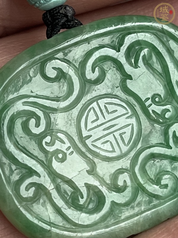 古玩玉器翡翠雕“雙龍團壽”背云真品鑒賞圖