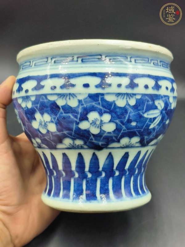 古玩陶瓷青花花卉紋馬蹄尊真品鑒賞圖