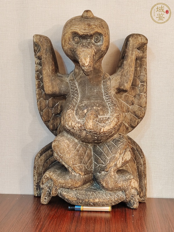 古玩金翅大鵬鳥木雕真品鑒賞圖