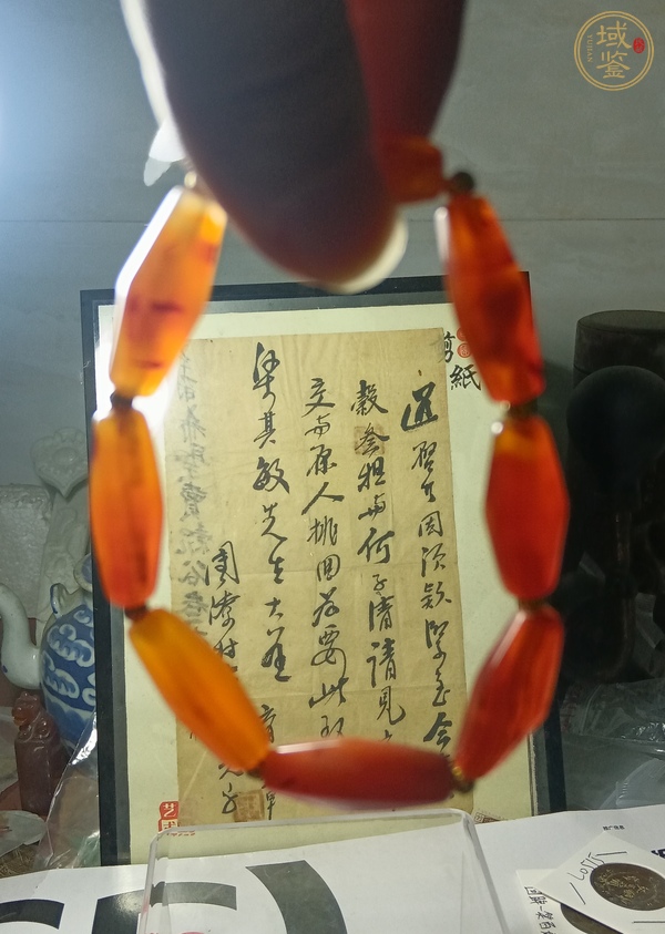 古玩玉器天然紅瑪瑙珠串真品鑒賞圖