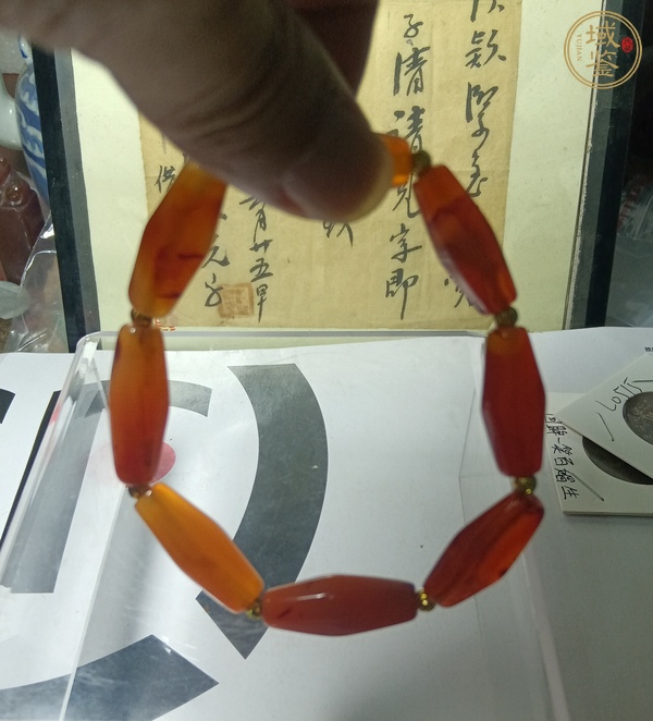 古玩玉器天然紅瑪瑙珠串真品鑒賞圖
