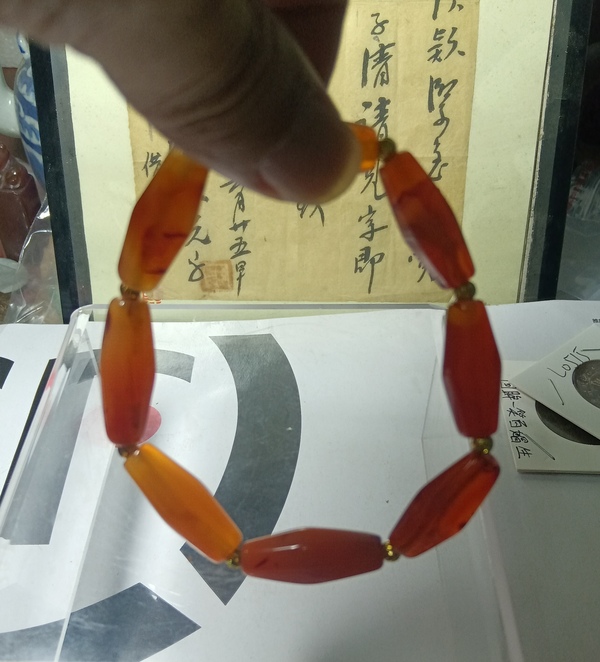 古玩玉器天然紅瑪瑙珠串拍賣，當前價格460元