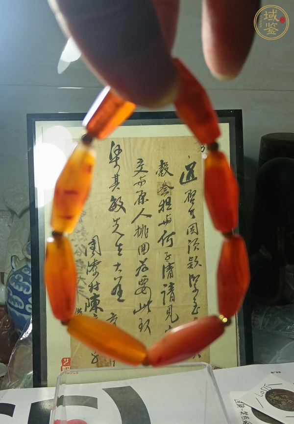 古玩玉器天然紅瑪瑙珠串真品鑒賞圖