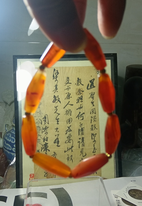 古玩玉器天然紅瑪瑙珠串拍賣，當前價格460元