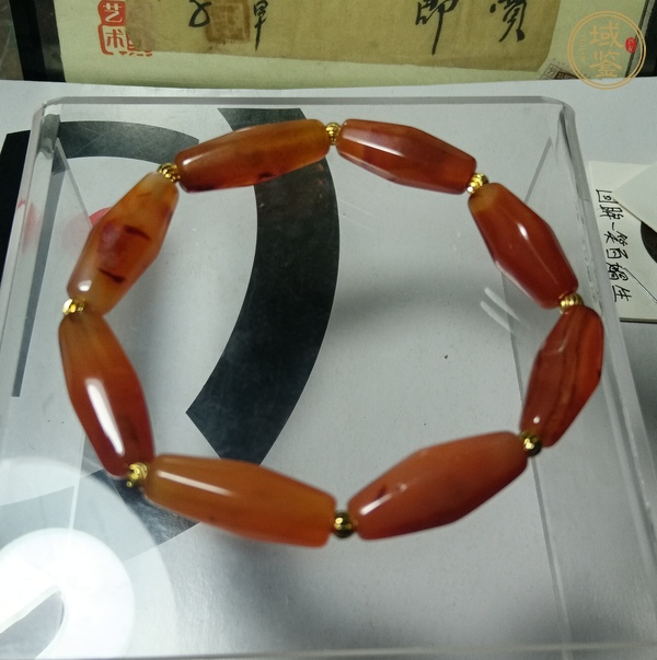 古玩玉器天然紅瑪瑙珠串真品鑒賞圖