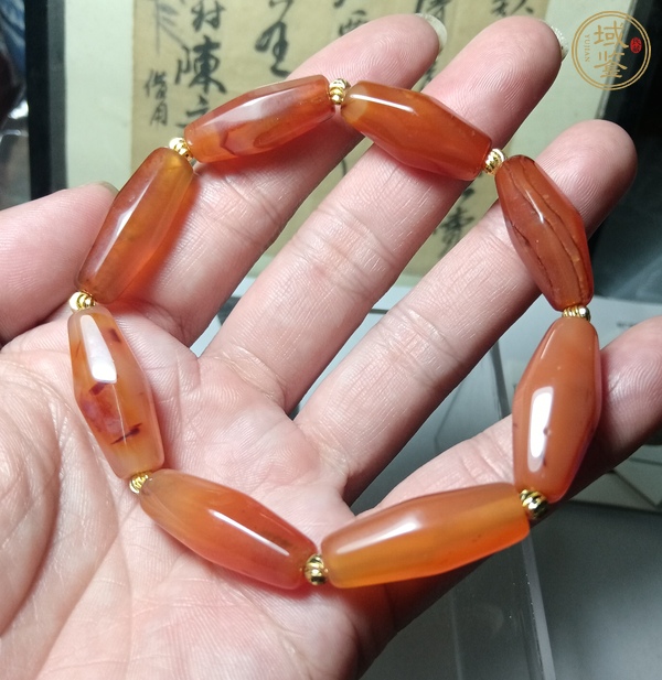古玩玉器天然紅瑪瑙珠串真品鑒賞圖