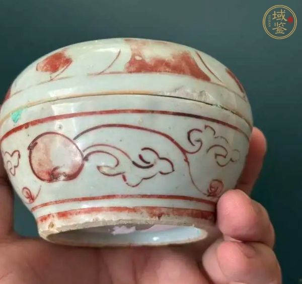 古玩晚明礬紅彩印泥盒真品鑒賞圖