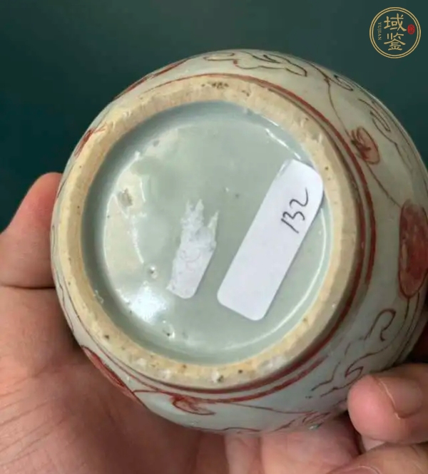 古玩陶瓷晚明礬紅彩印泥盒真品鑒賞圖