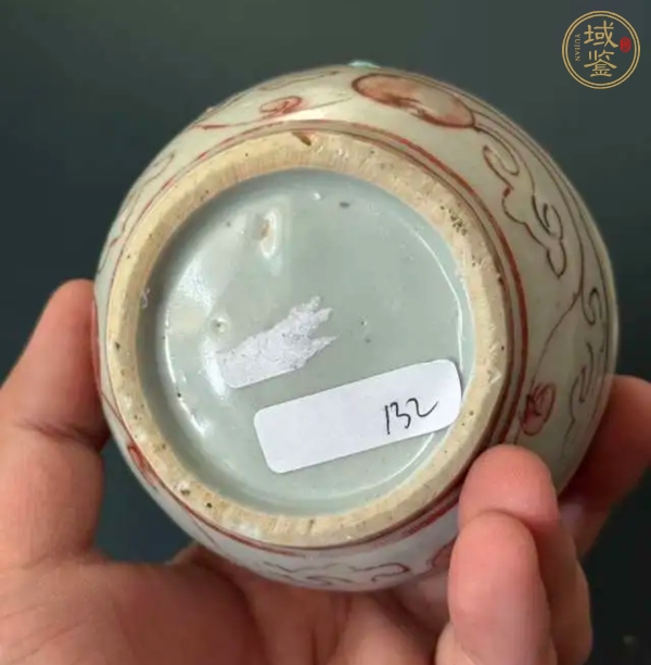 古玩陶瓷晚明礬紅彩印泥盒真品鑒賞圖