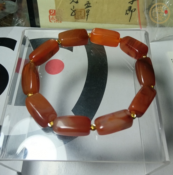 古玩玉器天然紅瑪瑙珠串真品鑒賞圖