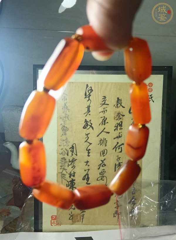 古玩玉器天然紅瑪瑙珠串真品鑒賞圖
