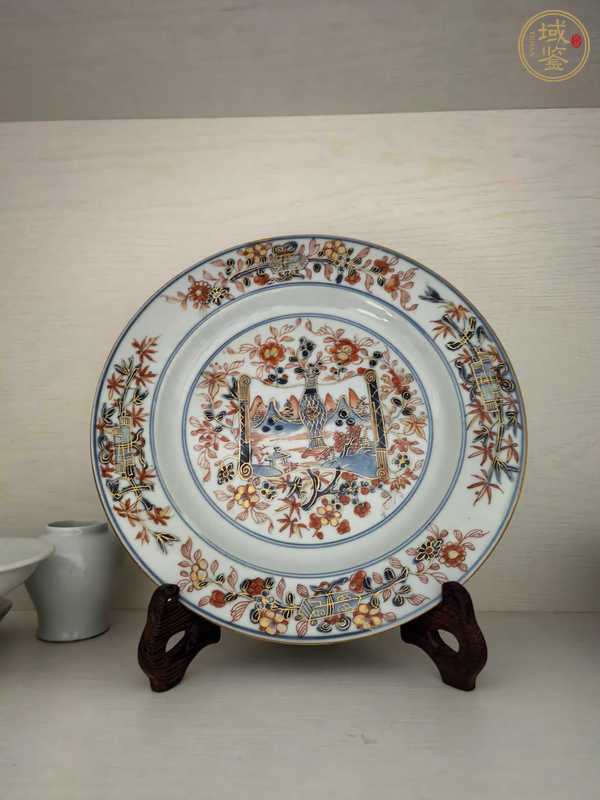 古玩陶瓷青花加彩盤真品鑒賞圖