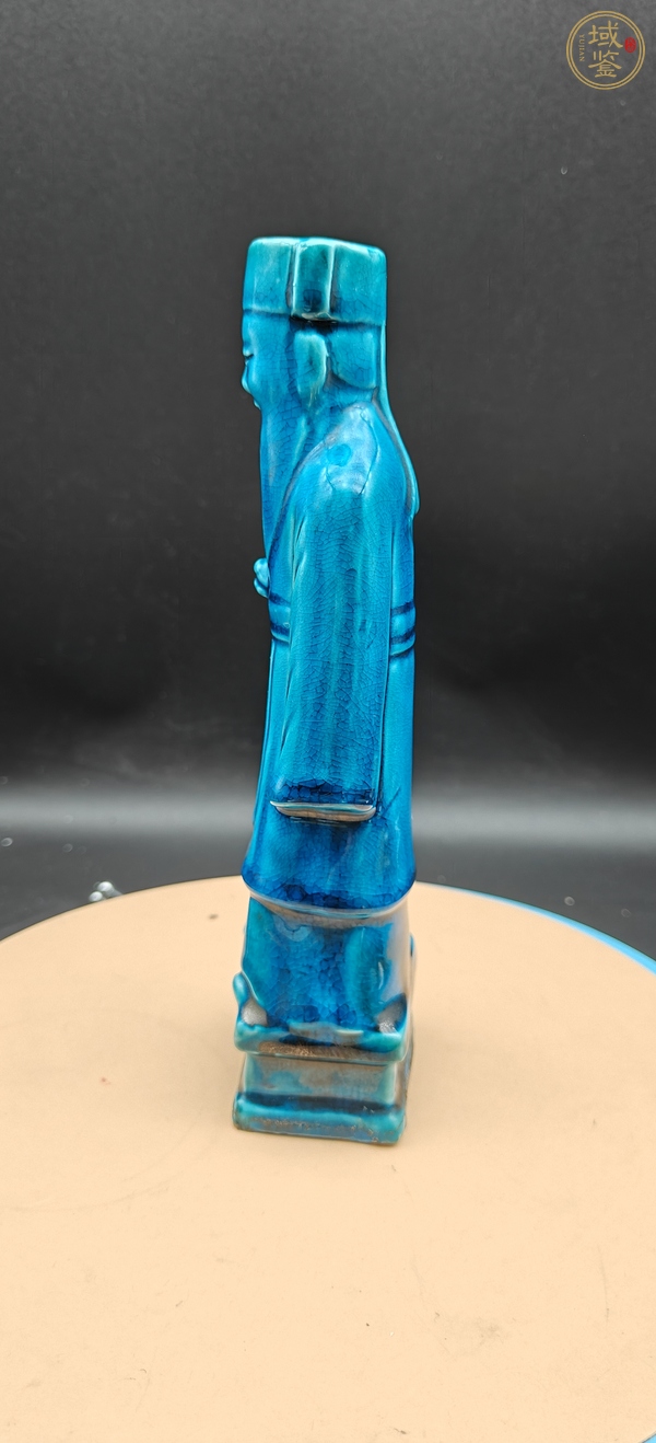 古玩陶瓷孔雀藍釉張果老塑像真品鑒賞圖