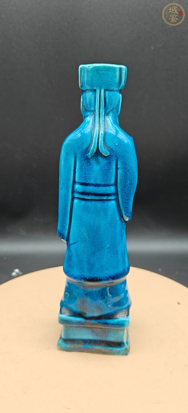 古玩陶瓷孔雀藍釉張果老塑像真品鑒賞圖