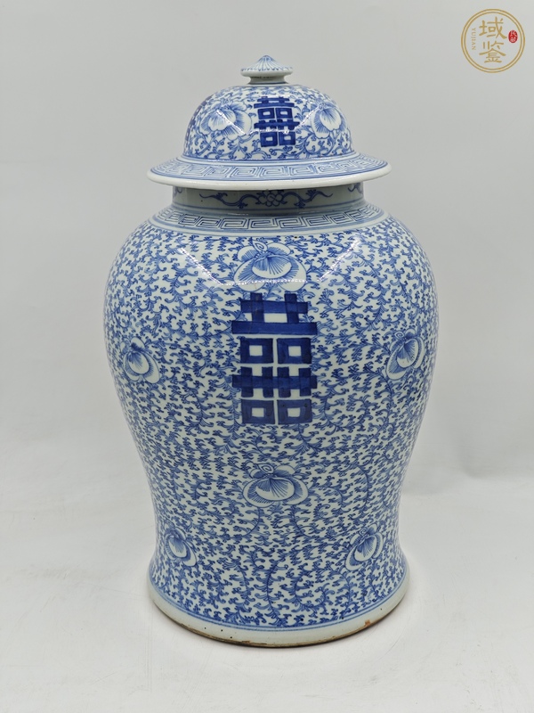 古玩青花纏枝喜字紋將軍罐真品鑒賞圖