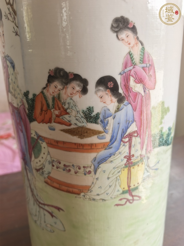 古玩陶瓷粉彩仕女人物帽痛真品鑒賞圖