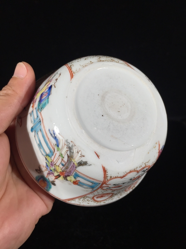 古玩陶瓷清乾隆琺瑯彩人物故事紋茶碗拍賣，當前價格888元
