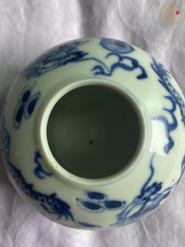 古玩陶瓷龍紋青花水盂真品鑒賞圖