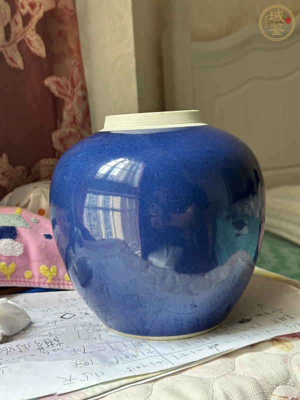 古玩陶瓷清光緒灑藍釉罐真品鑒賞圖