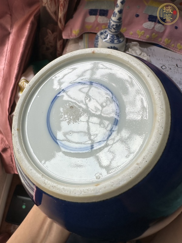 古玩陶瓷清光緒灑藍釉罐真品鑒賞圖