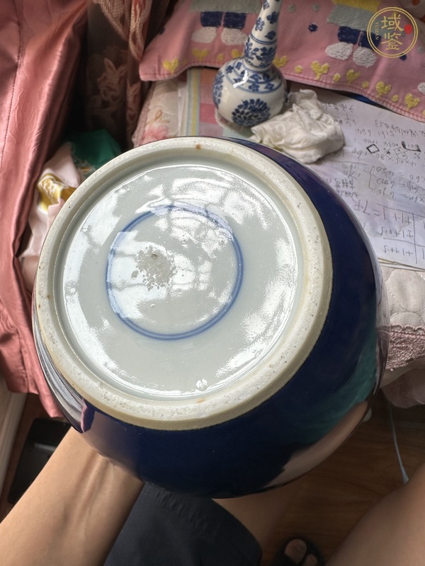 古玩陶瓷清光緒灑藍釉罐真品鑒賞圖
