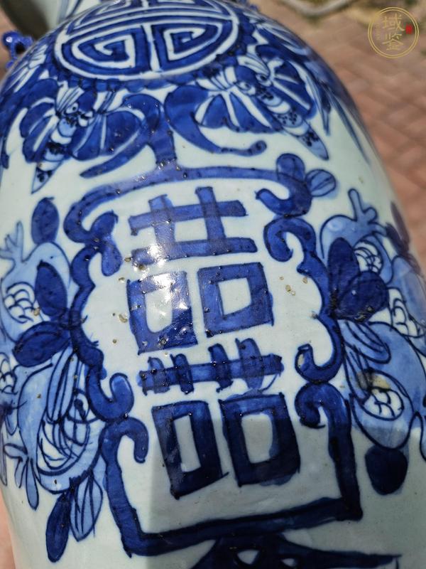古玩陶瓷青花福壽紋雙耳瓶真品鑒賞圖