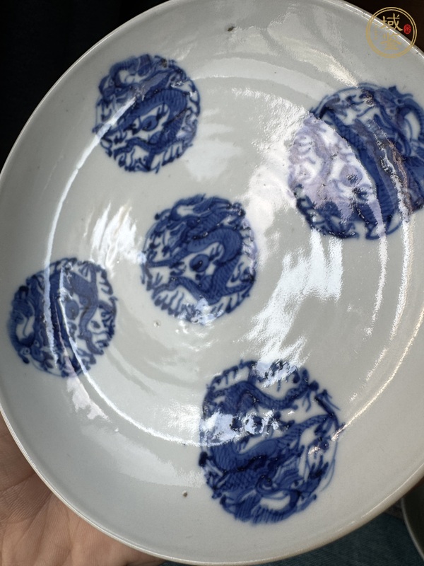 古玩陶瓷青花團龍紋盤真品鑒賞圖