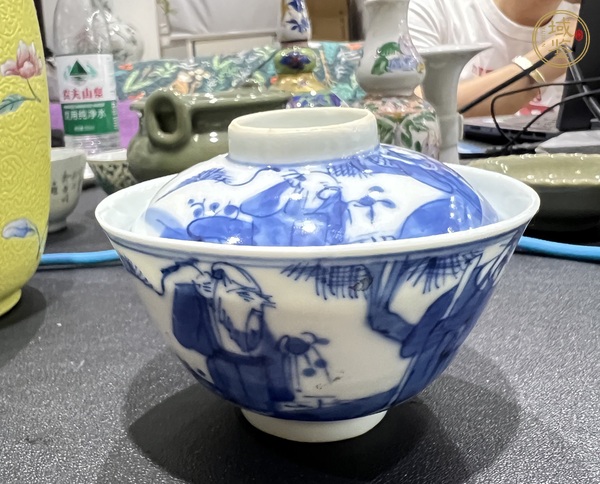 古玩三星高照圖青花蓋杯真品鑒賞圖